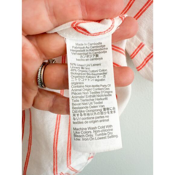 Madewell | NWT Oversized Pleated-Sleeve Button-Up Shirt in Bright Flame | Sz XXS - Picture 7 of 10